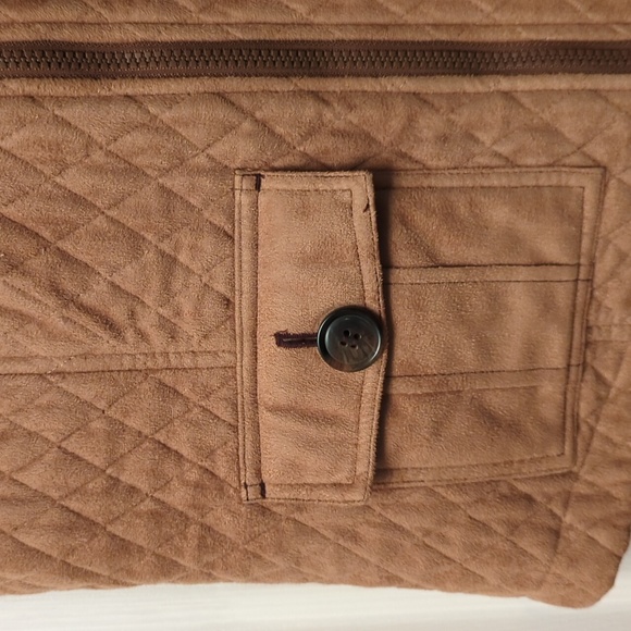 Ladies Faux Suede Vest with Hood - Picture 2 of 4